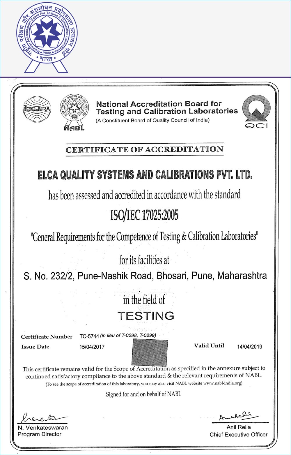 nabl-and-rohs-certificate